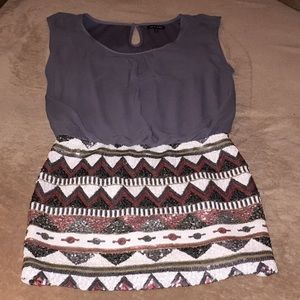 Shimmer and gray mini dress